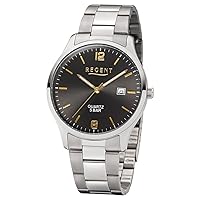 Regent Men's Analogue Quartz Watch with Stainless Steel Strap 11150668, silver, Bracelet