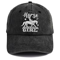 Funny Horse Girl Hats for Women Gifts, Adjustable Cotton Embroidered Cowgirl Vintage Baseball Cap