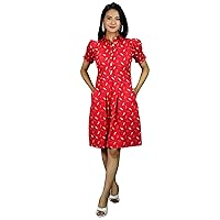 Women's Cotton Midi Red Dress