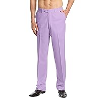 Men's Dress Pants Trousers Flat Front Slacks Solid Lavender Light Purple Color
