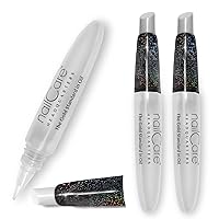 Refillable Holographic Cuticle Oil Pen for Nails - Empty Holo Squeeze Nail Oil Pen with Brush from by Bliss Kiss 3-Pack