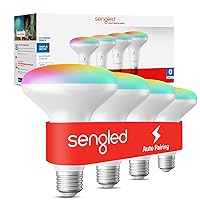 Sengled Alexa Light Bulb, BR30, S1 Auto Pairing with Alexa Devices, Smart Flood Light Bulb That Work with Alexa, Multicolor Dimmable, E26,RGBW Lights, 65W Equivalent Recessed, No Hub Required, 4-Pack