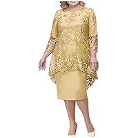Women's Fall Dresses 2023 Casual Fashion Lace Embroidery Medium Long Length Two Piece Set Dress, M-3XL