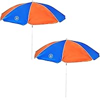 Back Bay Play Deluxe 51 Inch Windproof Kids Umbrella for Sand & Water Tables Beach Umbrellas For Sand Travel Portable Beach Umbrella Compatible with Step 2 (Orange, Two Pack)