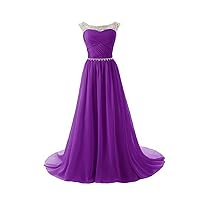 Beaded Straps Bridesmaid Prom Party Dresses with Sparkling Embellished Waist
