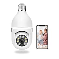 Light Bulb Camera,Reobiux Full-HD 1080P 360 Degree Panoramic 2.4Ghz Wireless WiFi Camera,with Infrared Night Vision & Motion Detection & 2-Way Audio Home Camera for Baby/Elder/Pet