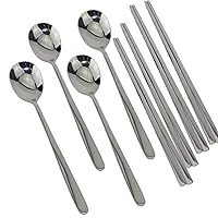 Set of 4- Korean Traditional Style Cutlery Stainless Steel Chopstick + Spoon Set (LS02027)~ We Pay Your Sales Tax