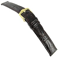 Hirsch 15mm Duke Alligator Grain Dark Brown Genuine Leather Padded Watch Band Strap
