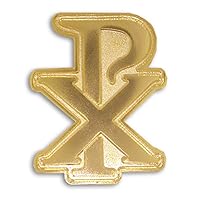 PinMart's Gold Plated Christian Cross Chi-ro Religious Lapel Pin