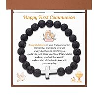 Happy First Communion Bracelets For Girls, Congratulations On Your First Communion Cross Bracelet Gift, 1st Communion Bracelet For Girls Cross Bracelets For Teen Girls Religious Jewelry For Granddaughter, Daughter, Goddaughter Bracelet With Meaningful Message Card And Box.