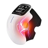 Knee Massager Infrared Heat and Vibration Knee for Swelling Stiff Joints Stretched Ligament and Muscles Injuries August 2023 Longer Knee Straps Cupping Cellulite (White, One Size)