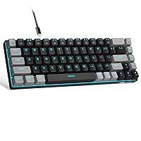 MageGee 60 Percent Gaming Mechanical Keyboard, Minimalist MK-Box Blue Backlit Compact 68 Keys Wired Office Keyboard with Red Switch for Windows Laptop PC Mac Convenient(Gray & Black)