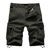 Men's Cargo Shorts Solid Classic Fit Hiking Shorts Multi Pocket Outdoor Workwear Shorts Summer Casual Bermuda Short