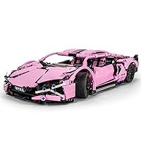 Pink Sports Car Building Blocks Set Toy, Collectible MOC Car Model, Building Blocks for Adults and Kids (1254 PCS)