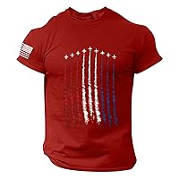 Mens 4th of July Printed Tops Unique American Flag Designed Graphic Tee Shirts Fashion Casual Round Neck Muscle T Shirts