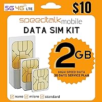 Speedtalk Mobile Data SIM Card - 2GB Internet 30 Day Data Plan 5G 4G LTE Network Compatible with Any Unlocked IoT Devices - USA Coverage - Business-Office-Home Use. - Triple Cut SIM