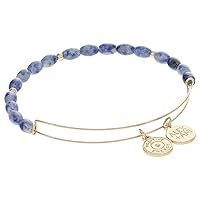 Alex and Ani AA772423SG,Sodalite Beaded Expandable Bangle Bracelet,Shiny Gold,Blue, Bracelets