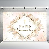 MEHOFOND 7x5ft Boho First Holy Communion Backdrop for Girls Mi Primera Comunión Mi Bautizo Background for Photography Supplies God Bless Baby Shower Party Banner Decor Photo Booth Props