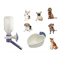 Choco Nose Patented Travel Crate No-Drip Water Bottle/Feeder and Detachable Food Dish Bowl Set for Dogs/Puppies/Cats/Rabbits and Other Small Sized Animals. 10.2 Oz. Nozzle 16mm, (C590 C607)