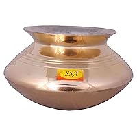 Shiv Shakti Arts® Brass Handi/Bhagoni/Patili/Cooking Vessel - Punjabi & Rajasthani Design - for Serving & Cooking Food(Nickle Plated, Big - 3500 ML)