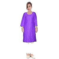 Beautiful Women's Tunic Kurtis Art Dupien Poly Silk Top Casual Purple Color Wedding Wear Plus Size (9XL)