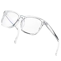 Blue Light Blocking Glasses Women Men Clear Lens Square Frame Computer Eyeglasses (Clear)