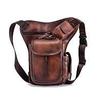 Leather Design Men's Vintage Little Belt Messenger Bag Fanny Fanny Pack Drop Leg Bag