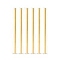 Viski Stainless Steel Cocktail Straws with Gold Finish, Eco-Friendly Reusable Short Metal Straws, 5 Inch Set of 6
