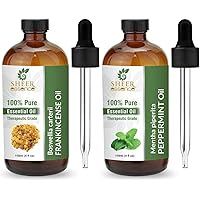 Combo Frankincense Oil Essential Oil (4 Fl Oz) and Peppermint Oil Essential Oil (4 Fl Oz)
