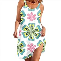 Womens Print Casual Dress Slim Fit Comfortable Sleeveless Summer Beach Dress Spaghetti Strap 2023 Sexy Dresses