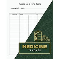 Medicine Tracker: Simple Easy To Recognize Medication Log Book For Daily Reminder, Pill Record Book Organizer, Prescription Medicines Regular Dose Journal, Personalized Drug List Chart Keeper Notebook