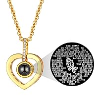 FaithHeart Praying Hand Pendant Necklace Copper Cubic Zirconia Heart Jewelry Praying Bible Verse Necklaces for Men Women Gift for Love Family (Send Gift Box)-Gold