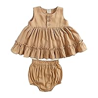 Tennis Clothes for Girls for Winter Girls Cute 2 Piece Outfits Summer Soild Sets Strap Sleeveless (Orange, 12-18 Months)