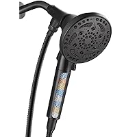 Cobbe Filtered Shower Head with handheld, High Pressure 7-mode Showerhead with Hose, Bracket, Water Softener Filters Beads for Hard Water Remove Chlorine and Harmful Substance, Black, U.S. Patents