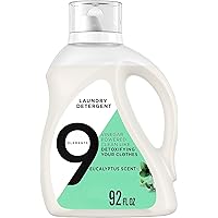 9 Elements Natural Laundry Detergent Liquid Soap, Eucalyptus Scent, Vinegar Powered, 92 Fl Oz, 1 Count