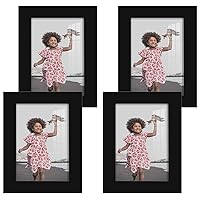 Renditions Gallery Photo Frames 3.5x5 inch Picture Frame Set of 4 High-end Modern Style, Made of Solid Wood and High Definition Glass Ready for Wall and Tabletop Photo Display, Black Frame (3.5