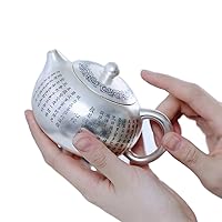 999 Full Silver Bag Silver Heart Sutra Handmade Silver Pot Fengming Xishi Silver Pot Literary Carving