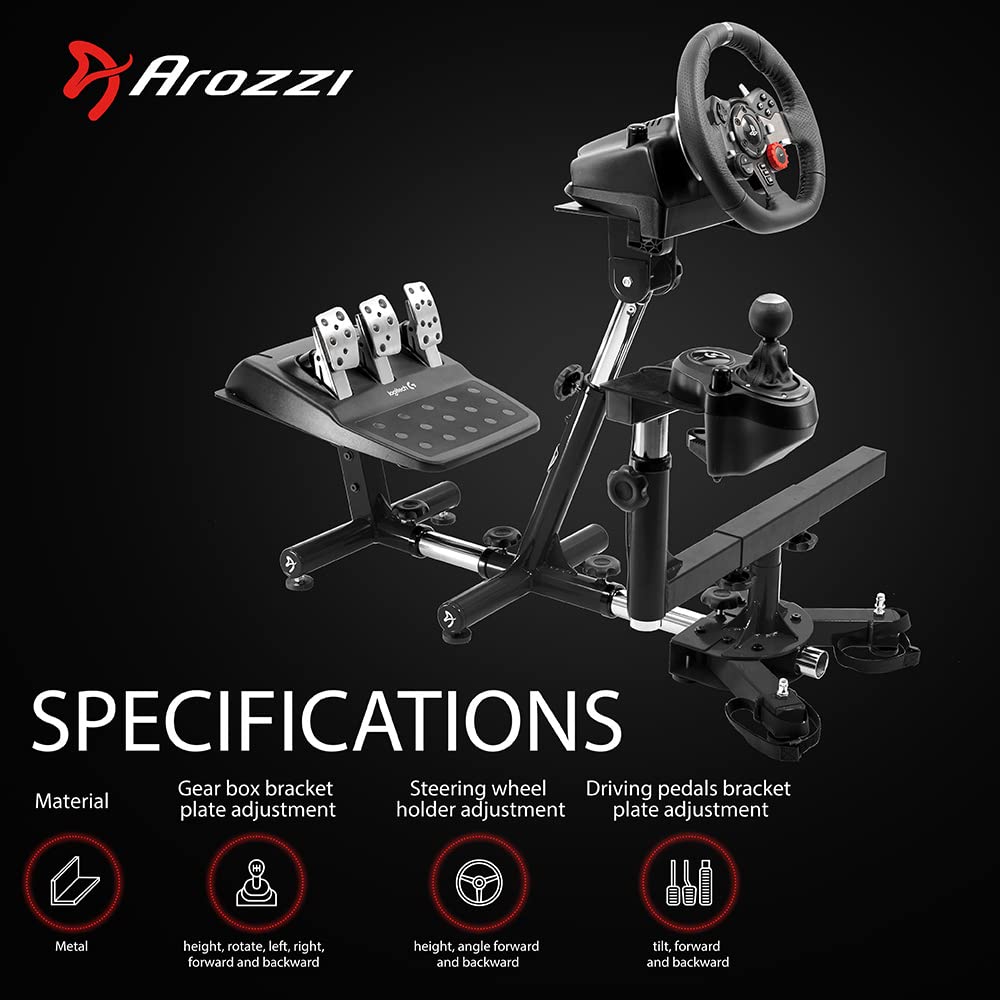 Arozzi Velocita Universal Racing Simulator Cockpit Compatible with Most Racing Sim Gear and Gaming Chairs Collapsible Telescopic and Portable - Black