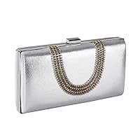 Silver Color U Diamonds Handbags With Shoulder Chain Evening Bags Crystal Female Day Clutch Party Purse