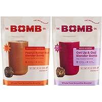 The Bomb Co. Blender Bomb, Peanut Butter & Get Up & Goji, High Fiber Smoothie Supplement With Superfoods & Amino Acids, Smoothie Mix With Hemp, Flax and Chia Seeds, 20 Servings