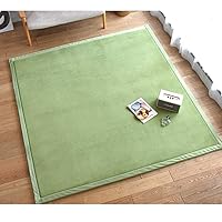 Modern Rugs Play Mat, Floor Mat Crawling Mat Flannel Exercise Mat for Living Room, Bedroom-Green 200x200cm(79x79inch)