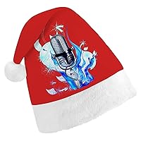 Microphone Music Notes Christmas Hat Funny Xmas Holiday Hat Party Supplies for Adults
