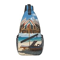 Beach and Awning Sling Bag For Women and Men Crossbody Bag Small Chest Bag Travel Backpack Casual Daypack