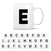 Retreez Initial A-Z Alphabet Monogrammed Monogram Mug 11 Oz Ceramic Tea Coffee Mugs - Graduation Appreciation Thank You Holiday Birthday Gifts for her friend coworker mother father sister - E Initial