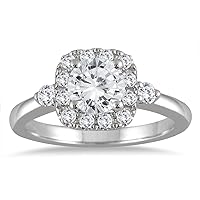 AGS Certified 1 3/8 Carat TW Diamond Halo Engagement Ring in 14K White Gold (H-I Color, I1-I2 Clarity)