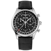Frederique Constant Men's Chronograph Swiss Quartz Watch with Leather Strap FC-296DG5B6, Black, strap