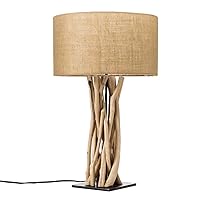 Modern Home Driftwood Nautical Wooden Table Lamp w/Block Base (Natural)