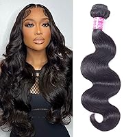 Human Hair Bundles Body Wave Bundles Human Hair 1 Bundles 10A Brazilian Bundles Human Hair 100% Unprocessed Double Weft Weave Body Wave Bundles Natural Black (14 Inch)