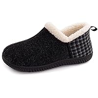 ULTRAIDEAS Women's Indoor Loafer House Slippers with Memory Foam, Ladies Warm Closed Back House Shoes with Non-Slip Outdoor Rubber Sole（Carbon Black, Size 8）