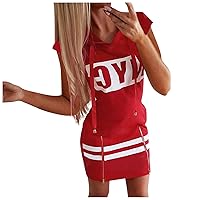 Summer Dresses for Women 2024 Zipper Hooded Dress Casual Short Sleeve T Shirts Slim Mini Dress Fashion Club Spring